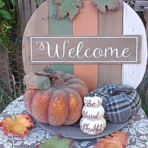 Rustic Welcome Pumpkin Decor Set